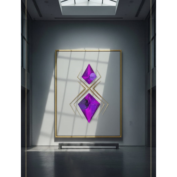 Living room with abstract calligraphy art